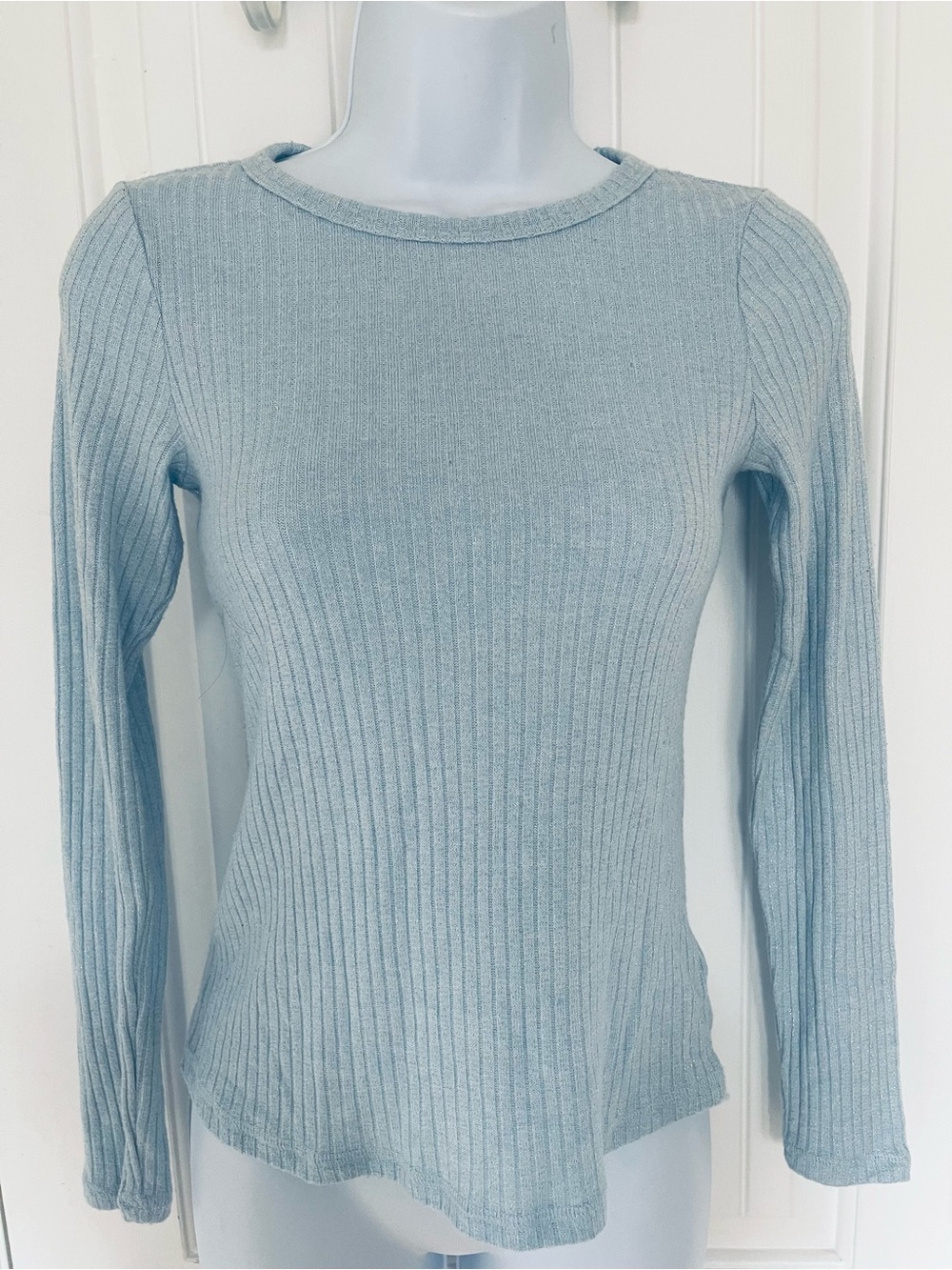 Old Navy Light Blue sparkly Ribbed Long Sleeve Crewneck